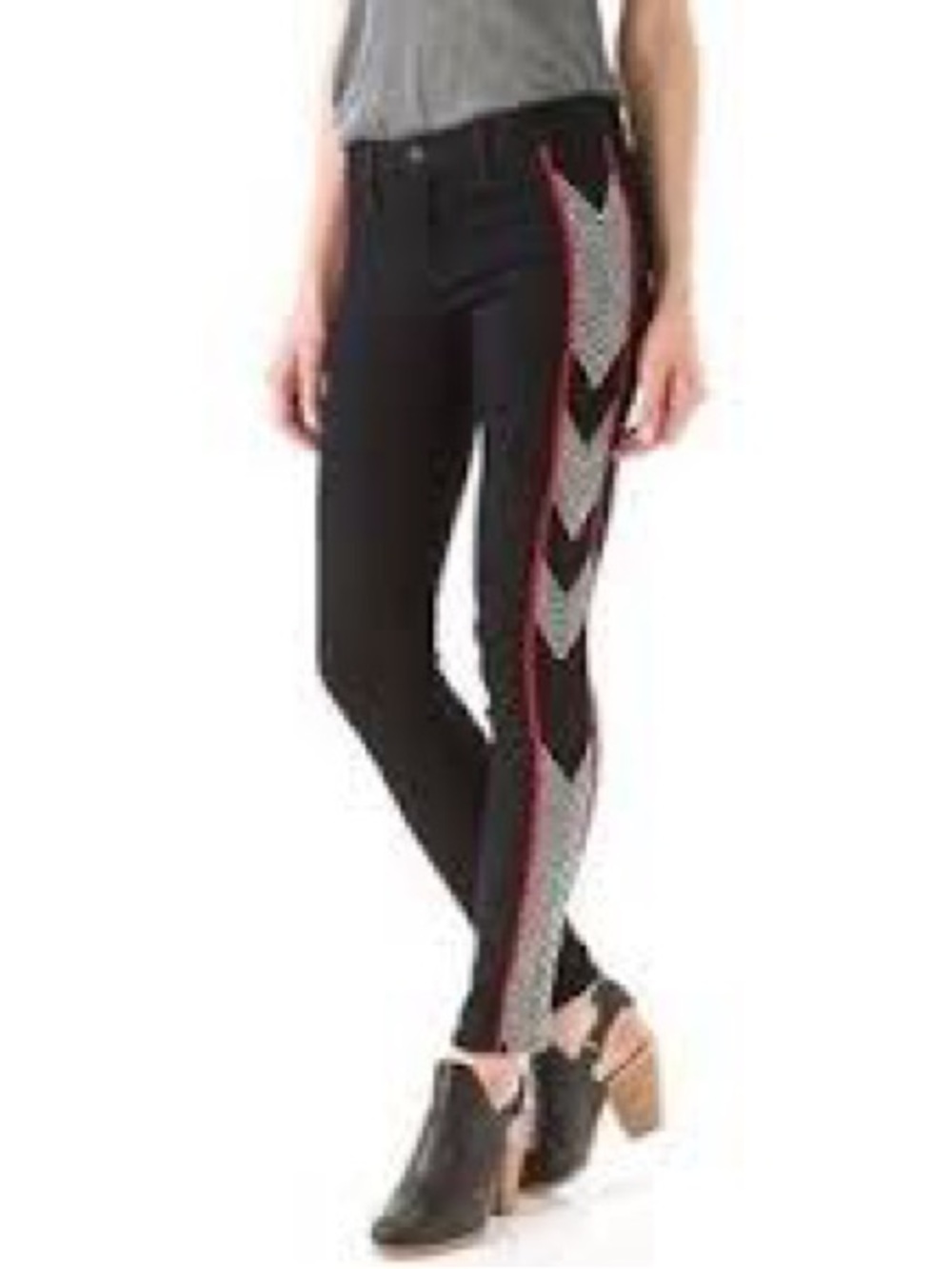 Rag & Bone Raja Midnight Skinny Jeans Embroidered Chevron Size 26